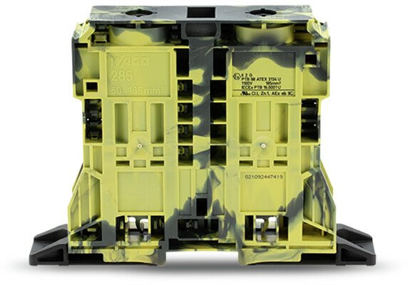 Borne de passage pour 2 conducteurs 185 mm², gris foncé-jaune