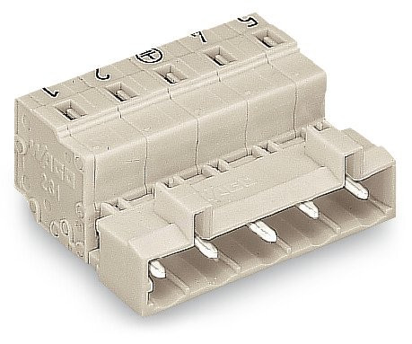 Connecteur mâle détrompé / gris clair,pas 7,5 mm,5 pôles / contact de terre avan