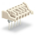 Female connector for rail-mount terminal 0.6 x 1 mm pins coudé, gris clair