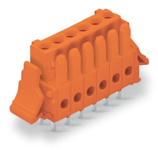 Connecteur femelle tht 0.9 x 0.9 mm solder pin droit, orange
