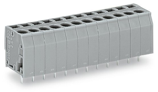 Barrette à bornes p. ci, 4 pôles / 1 broche à souder / pôle gris - Wago - 739104