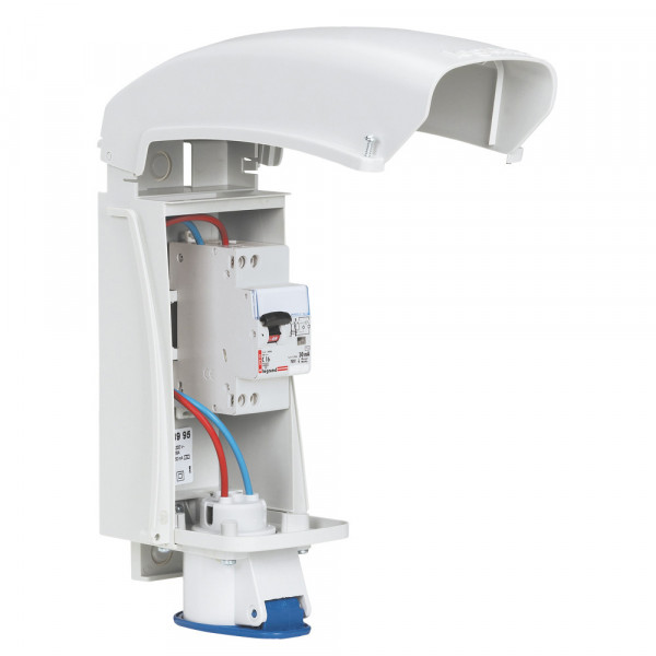 Coffret éclairage public - IP 44 - disjoncteur différentiel - avec socle prise P17 - gris - Legrand - 058995