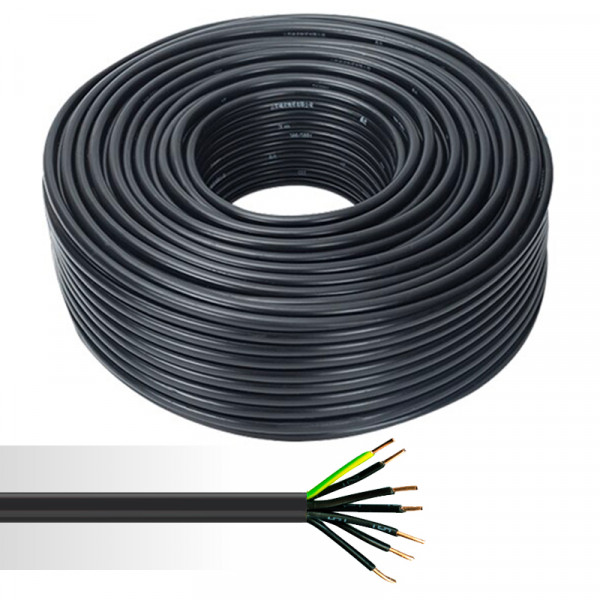 Cable rigide U-1000 R2V 7G2,5mm2 noir (Prix au m)