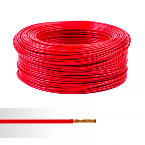 Fil électrique HO7V-R 6mm² rouge couronne de 100m 