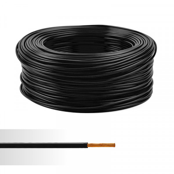 Fil électrique souple HO7V-K 16mm² noir couronne de 100m 