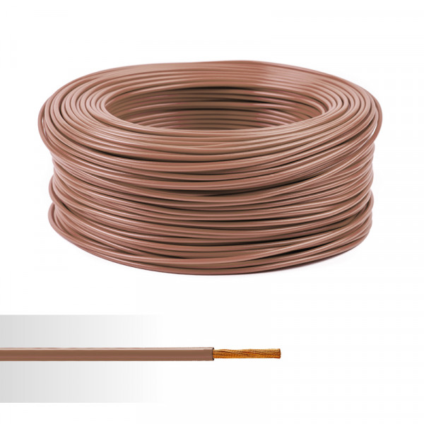 Fil électrique souple HO5V-K 0,75mm² marron couronne de 100m 