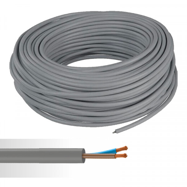 Cable HO5VV-F 2x0,75mm2 gris C50m (prix au m)