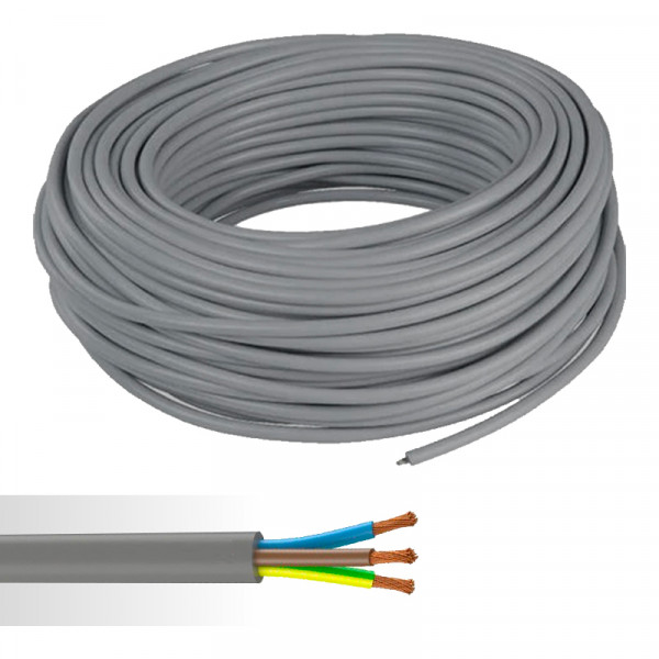 Câble électrique souple HO5VV-F 3G0,75mm² gris couronne de 50m 