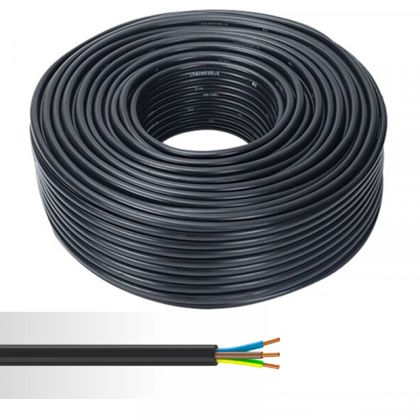 Cable rigide  U-1000 R2V 3G1,5mm2 noir C100m (Prix au m)