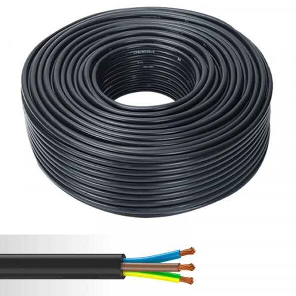 Cable HO7RN-F 3G1,5mm2 noir C50m (Prix au m)