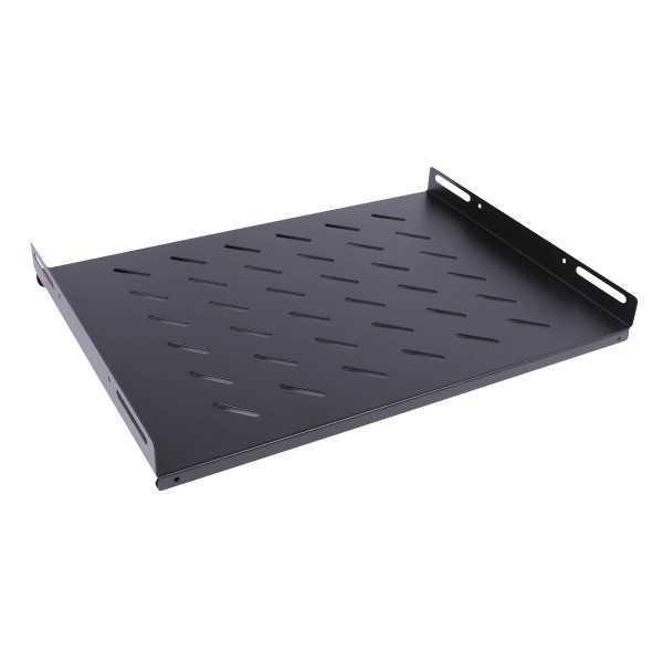 Plateau Fixe Noir 1 U Profondeur 350 mm Uniformatic – avec 4 Points d’Ancrage Ajouré – pour Coffret Profondeur 600 mm