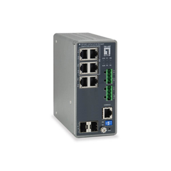 Switch industriel poe manag. l3 4 ports giga 120w+2xrj+2 sfp rail din