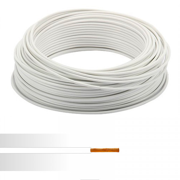 Fil électrique souple HO5V-K 1mm² blanc couronne de 100m 