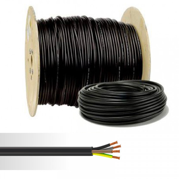 Cable rigide U-1000 R2V 4G1,5mm2 noir (Prix au m)