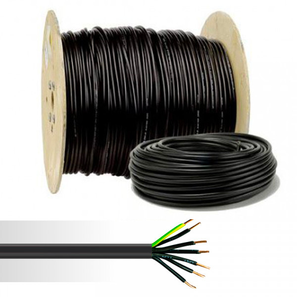 Câble électrique rigide U-1000 R2V 7G1,5mm² noir 