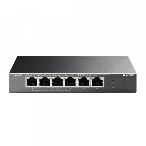 Switch poe special videosurveillance 6 port 10/100 dont 4 poe+ 30w tl-sf1006p