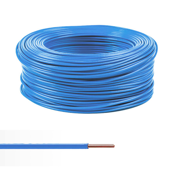 Fil électrique rigide HO7V-U 1,5 mm² bleu couronne de 100m 