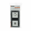 Bticino altège  prise de courant 2p+t + prise double chargeur usb - 2400 ma 6 - neige - compo