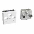 Prise tv-r sat Bticino Axolute - 2 modules - livrée avec 3 enjoliveurs white, alu et Anthracite