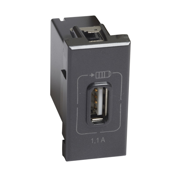 Prise USB anthracite Bticino Axolute 5V 230V 1 module