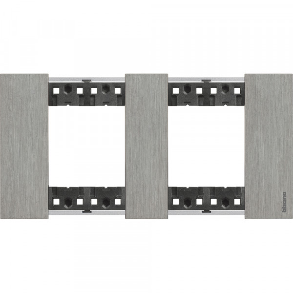 Plaque de finition Living Now Collection Les Noirs matière zamak 2x2 modules - finition Acier