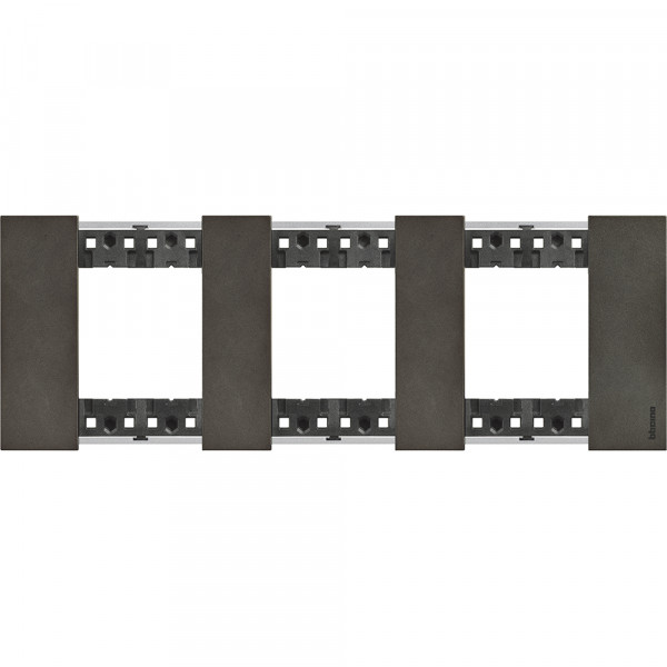 Plaque de finition Living Now Collection Les Noirs matière zamak 3x2 modules - finition Acier Space