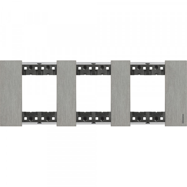 Plaque de finition Living Now Collection Les Noirs matière zamak 3x2 modules - finition Acier