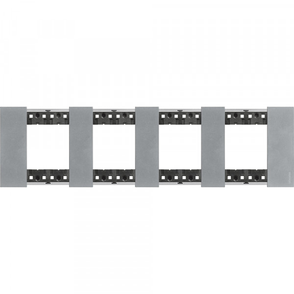 Plaque de finition Living Now Collection Les Blancs matière zamak 4x2 modules - finition Acier Moon