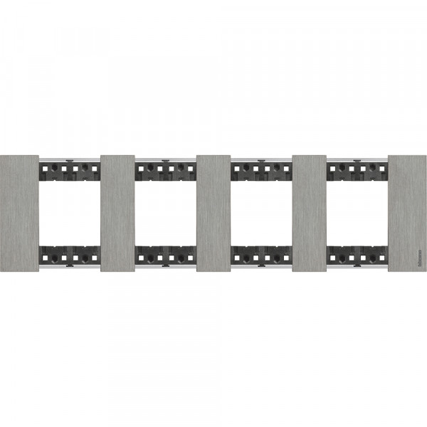 Plaque de finition Living Now Collection Les Noirs matière zamak 4x2 modules - finition Acier