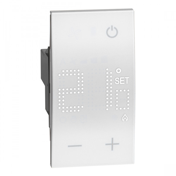 Thermostat électronique avec écran rétro-éclairé Living Now 230V~ avec enjoliveur blanc - 2 modules