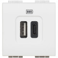 Bticino - chargeur 2 usb type-a + type-c 3a 15wlivinglight 2 modules 230v ou 5v= - blanc