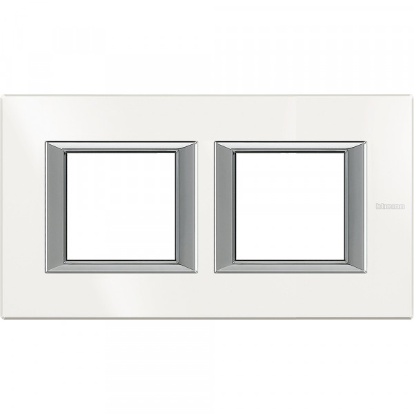 Plaque Axolute Bticino Aluminium blanc - 2 x 2 modules entraxe 71 H