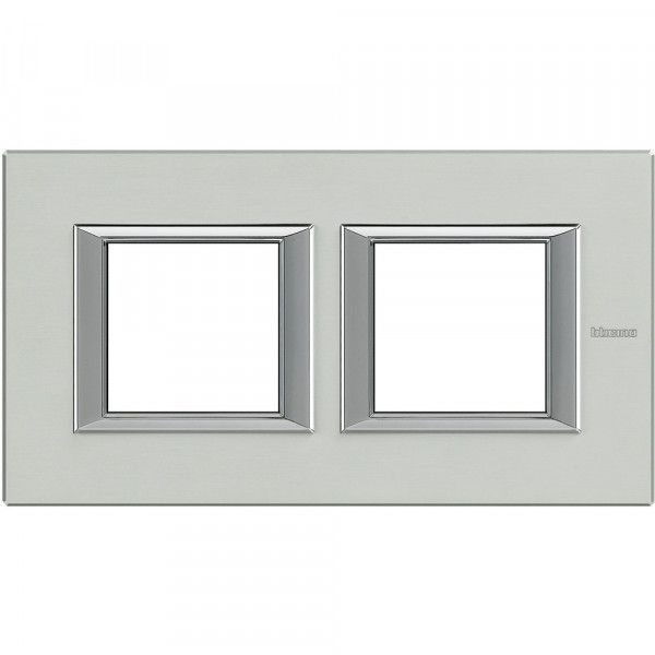 Plaque Axolute Bticino Aluminium - 2 x 2 modules entraxe 71 H