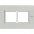Plaque rectangulaire Axolute Aluminium brossé 2+2 modules horizontal pour rénovation entraxe 57mm - Naturel