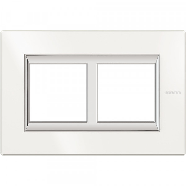 Plaque Axolute Bticino Aluminium Blanc - 2 x 2 modules entraxe 57 V