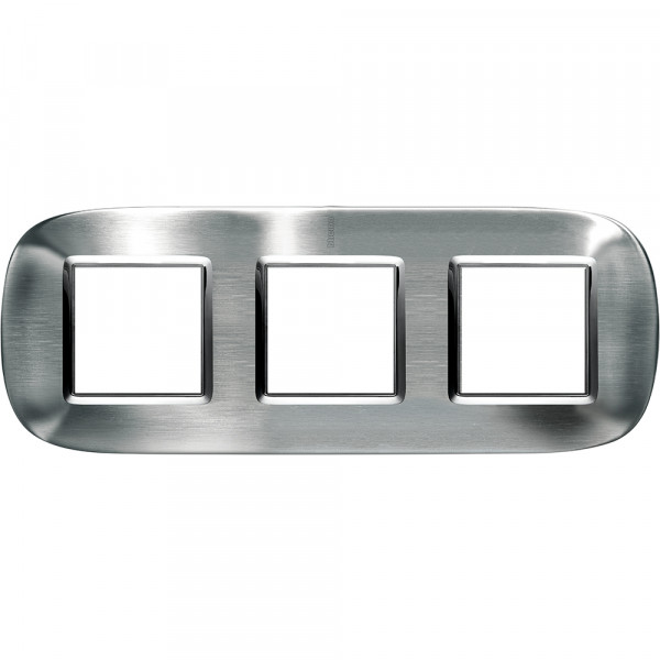 Plaque Axolute Bticino Acier brossé - 3 x 2 modules entraxe 71