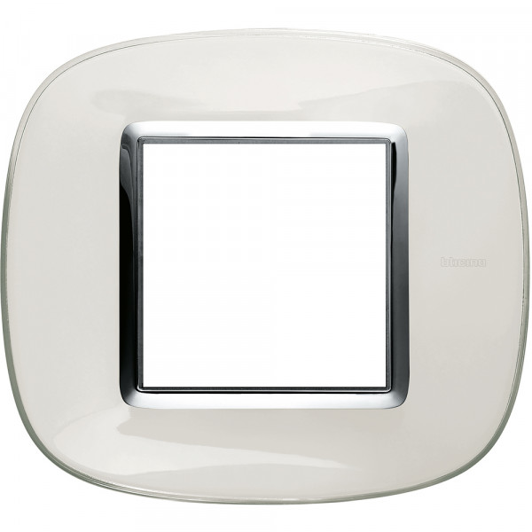 Plaque elliptique Axolute Bticino Cofrel Métallisé 2 modules - Translucide Blanc