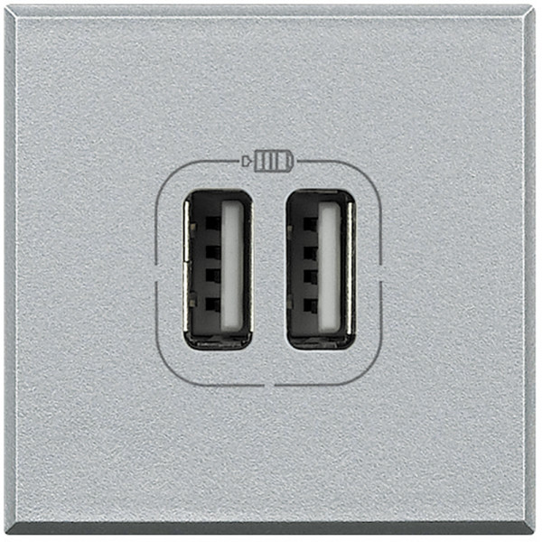 Chargeur double USB aluminium Bticino Axolute