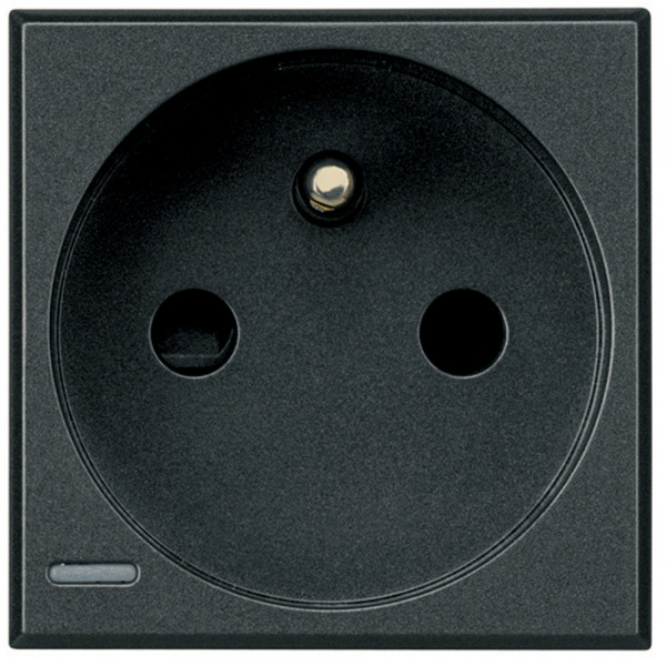 Prise 2P+T anthracite Bticino Axolute bornes automatiques 16A avec eclipses de protection