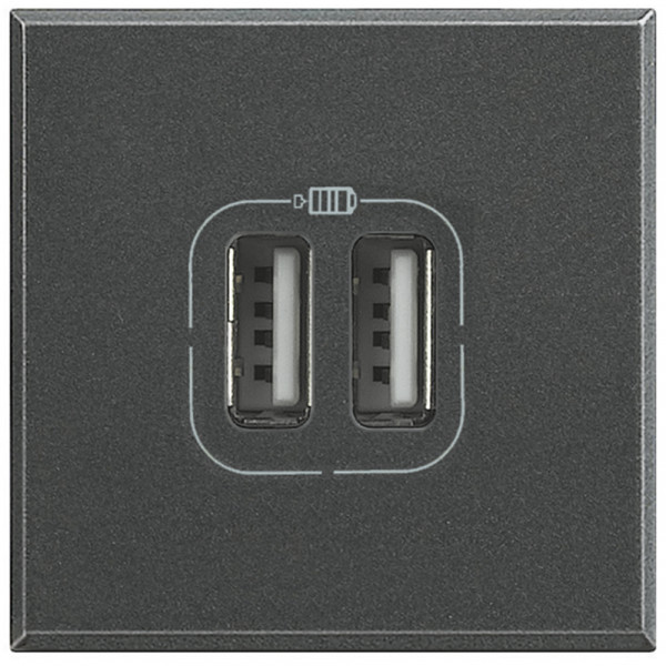 Chargeur double USB anthracite Bticino Axolute