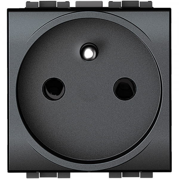 Prise de courant 2P+T anthracite Bticino Livinglight bornes automatiques 16A 250V 2 modules