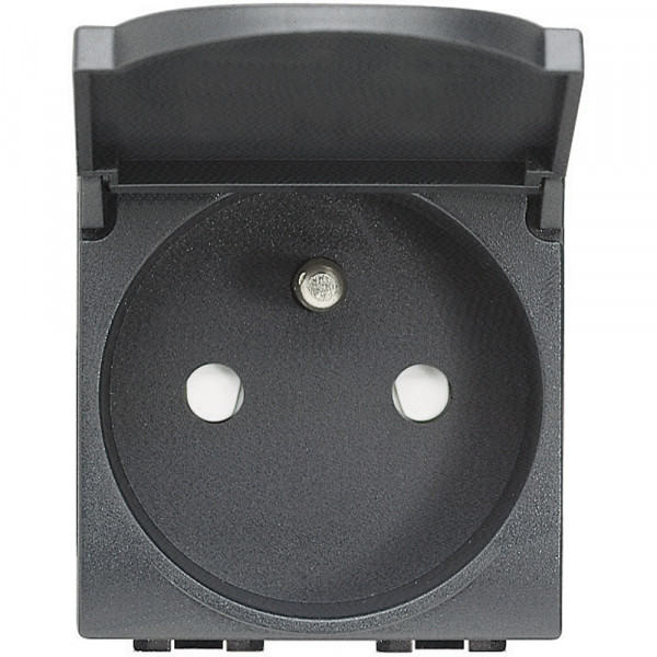 Prise 2 P+T Living Light Bticino Anthracite 16A - 250V~ à volet