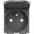 Prise 2 P+T Living Light Bticino Anthracite 16A - 250V~ à volet