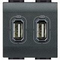 Prise double USB anthracite Bticino Livinglight 5V 230V 2 modules