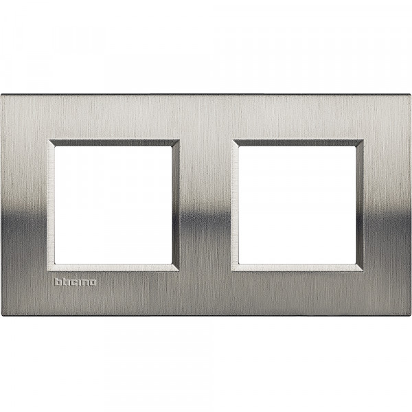 Plaque Living Light Bticino Naturalia 2+2 modules entraxe 71 mm- Acier brossé
