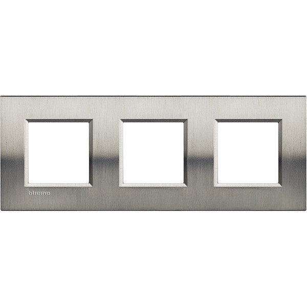 Plaque Livinglight Bticino Naturalia 2+2+2 modules horizontal ou vertical - Acier brossé
