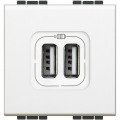 Prise double USB blanc Bticino Livinglight blanc 5V 230V 2 modules