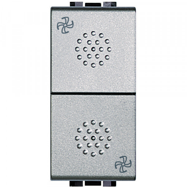 Commande VMC/Ventilateurs Living Light Bticino - double poussoir + stop pour commande de VMC