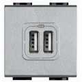 Prise double USB tech Bticino Livinglight 5V 230V 2 modules