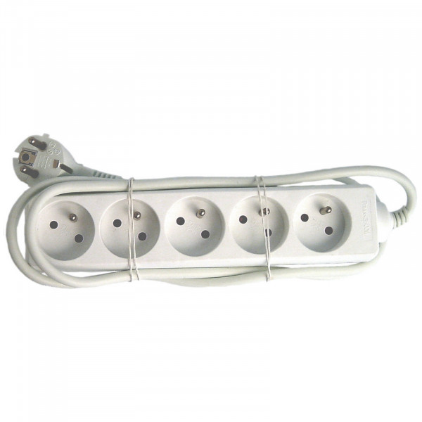 Bloc Multiprise Franelec Blanc - 5 Entrées - 2P+T - 16A - IP20